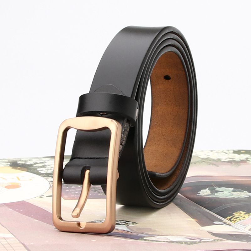 New women's genuine leather  versatile belt two-layer cowhide pin buckle decorative belt student trendy trouser belt  _voghion.com