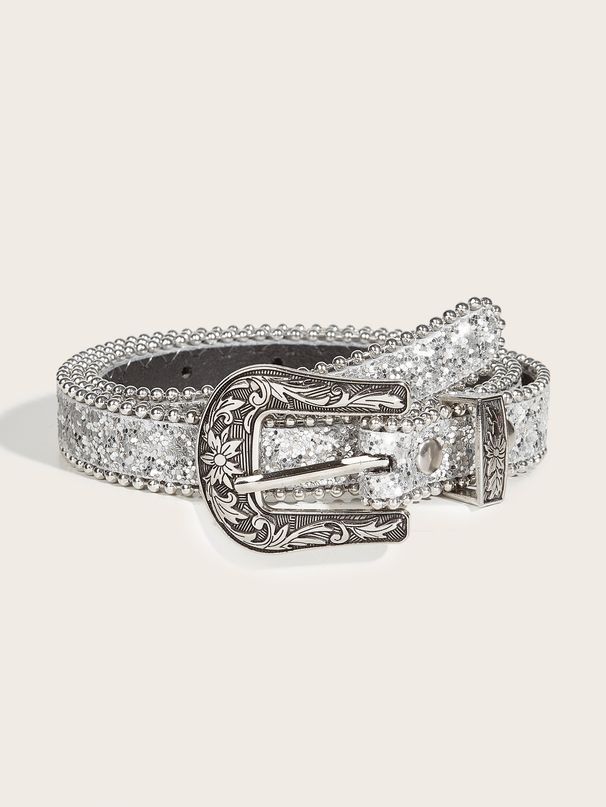 Carved Buckle Belt, Women's Instagram Style Slim Belt Decoration, Fashionable And Personalized Sequin Jeans With_voghion.com