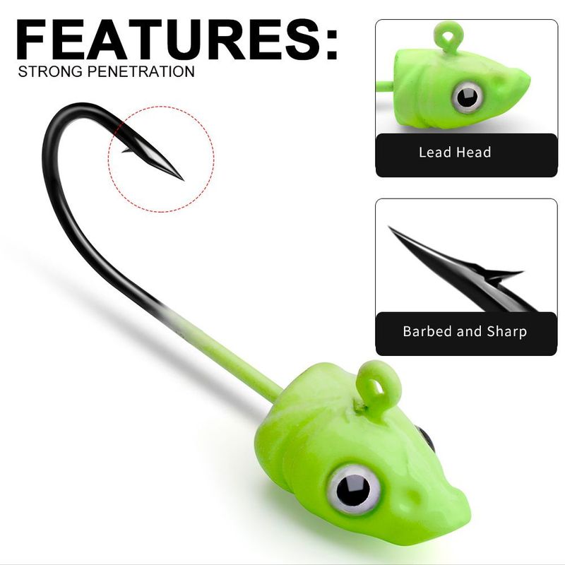 Fish Lead Head Anti-Hooking Lure 3.5g 5g 7g Soft Bait Jig Hook_voghion.com