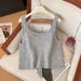 Globelle Globelle Gray Reversible Knitted For Women 2025 New Spring And Autumn Camisole Outerwear Layered Vest Sweater_voghion.com