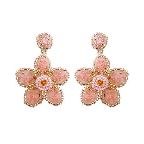 Orecchini di perline di riso intrecciate retrò esagerate con personalità, fatti a mano, fai da te, orecchini di perline bohémien con fiori e temperamento_voghion.com