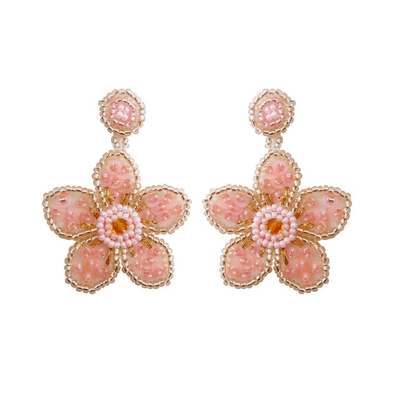 Orecchini di perline di riso intrecciate retrò esagerate con personalità, fatti a mano, fai da te, orecchini di perline bohémien con fiori e temperamento_voghion.com