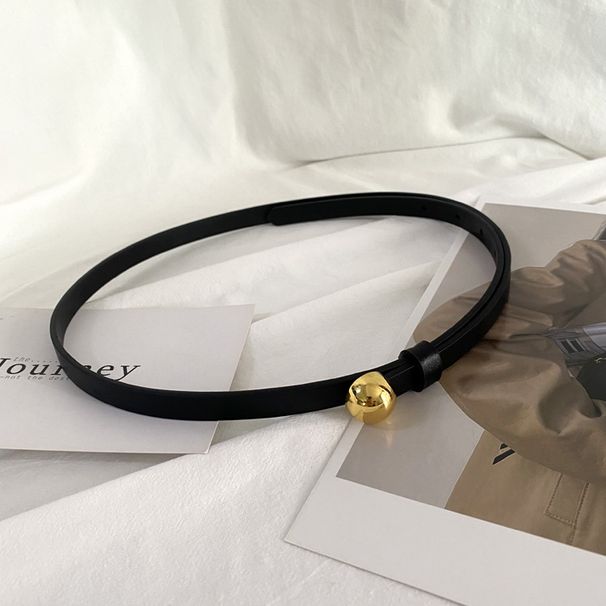 Metal Round Bead Thin Belt Women's Niche Design Decorative Dress Waist Fashion Versatile With Suit Small Belt_voghion.com