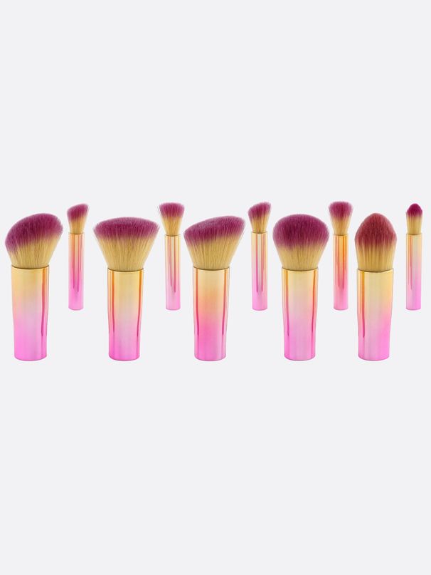 Set di 10 pennelli per trucco rimovibili multicolori_voghion.com