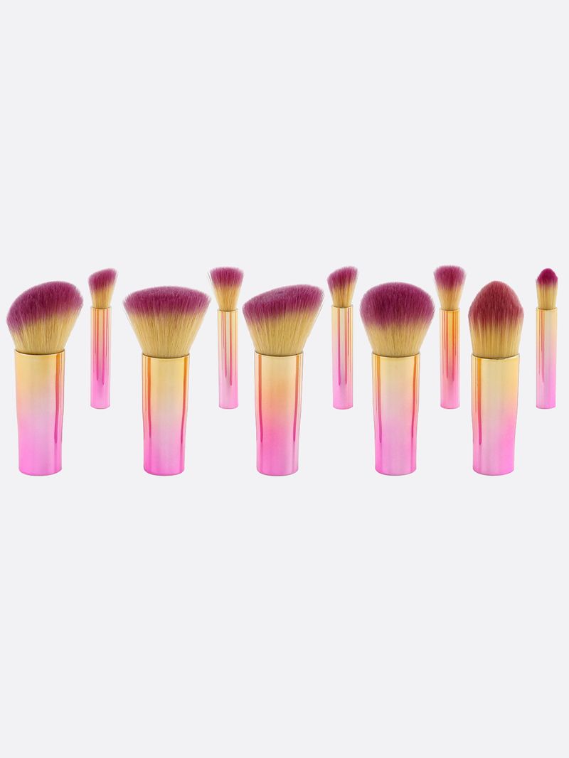 Set mit 10 abnehmbaren mehrfarbigen Make-up-Pinseln_voghion.com