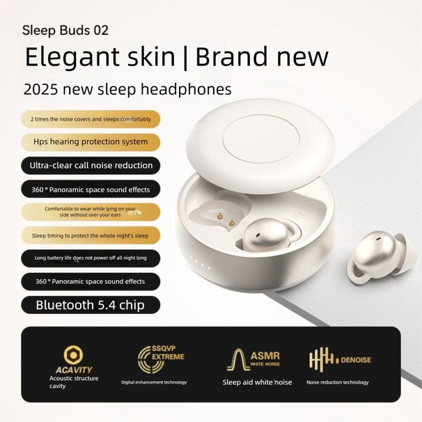 2025 New Bluetooth Wireless In-Ear Headphones High Sound Quality Side Sleep Mini Invisible Long Battery Life_voghion.com