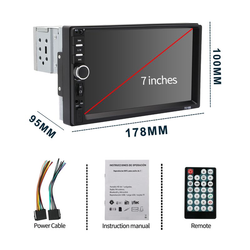  7018 single dock car MP5 player car Bluetooth MP4 MP5 all in one machine reverse car image_voghion.com