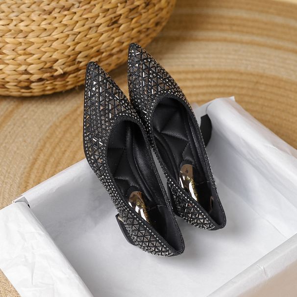 2024 Nuove scarpe eleganti da donna con tacco grosso in stile fata con strass in rilievo, suola morbida e singola_voghion.com