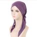 new curved solid color two tail turban hat simple turban hat chemotherapy hat_voghion.com