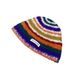 Cappello lavorato a maglia carino in stile coreano a righe arcobaleno per donna, protezione per le orecchie, autunno e inverno, snellente per il viso, testa grande_voghion.com