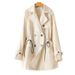 "Eleganter Trenchcoat mit Taillengürtel für Damen – Schlankmachende Kurzjacke mit Polokragen und Prinzessärmeln, leichte Polyesterbluse in reinen Farben"_voghion.com
