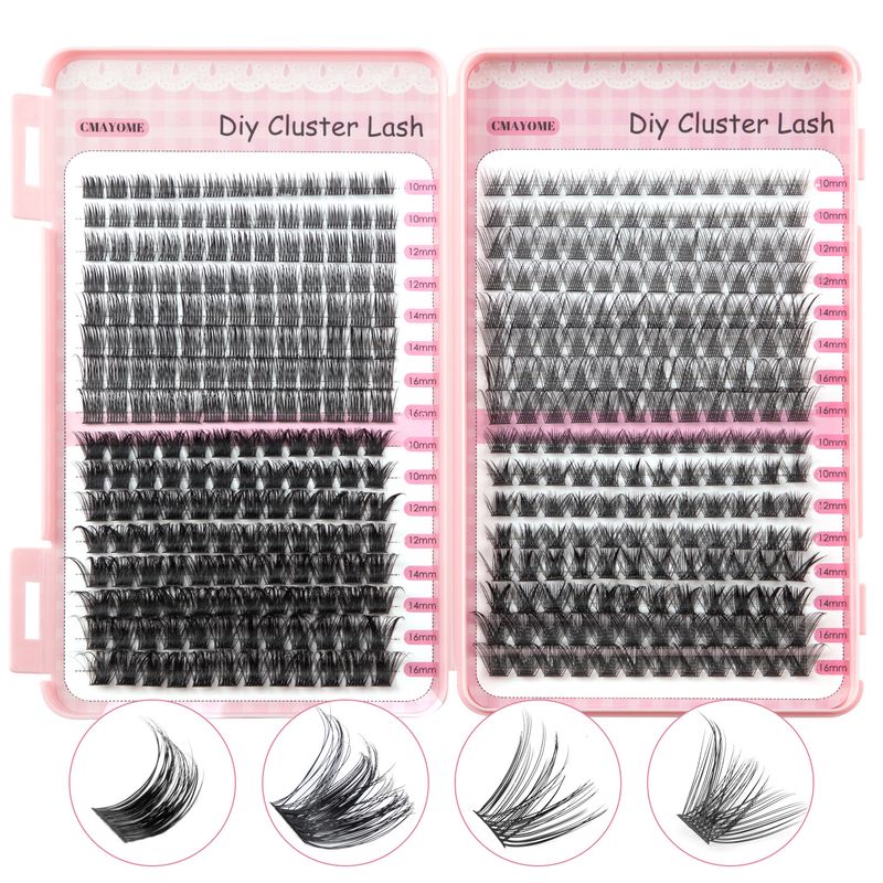 Cross border hot selling DIY large capacity eyelash book with natural fluffy feeling 392 clusters of D curved segmented false eyelashes set_voghion.com