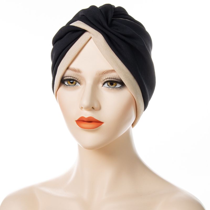 Hot Selling New Turban Hat Two Color Stitching Forehead Cross Muslim Indian Hat One Piece Dropshipping_voghion.com