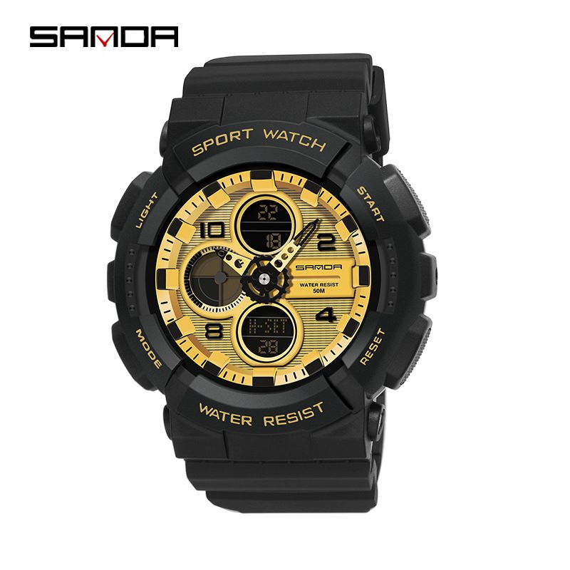Dual-Movement Digital Analog Sports Watch – 50M Waterproof, Luminous, Lightweight Resin Case For Men & Women Multifunctional Trendy Youth Watch_voghion.com