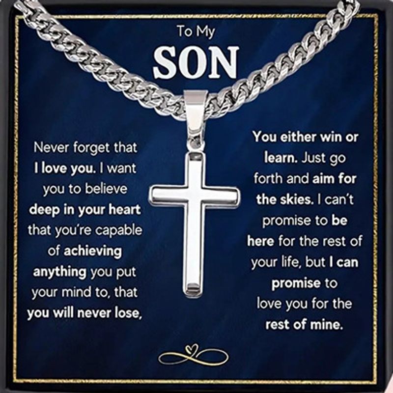 Personalisierte Hip-Hop-Halskette mit kubanischer Kette für Herren mit Segenskarten-Geschenkbox für Familie und Freunde, exquisiter Schmuck_voghion.com