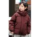 Elegante piumino invernale per bambini, 55% piumino d'anatra bianco, giacca con cappuccio in stile coreano (120-170 cm, bianco/marrone/nero/grigio argento)_voghion.com