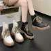 HZCL New Women's Autumn Single British-style Leather Platform Booties With Winter Fleece Warm White Boots_voghion.com