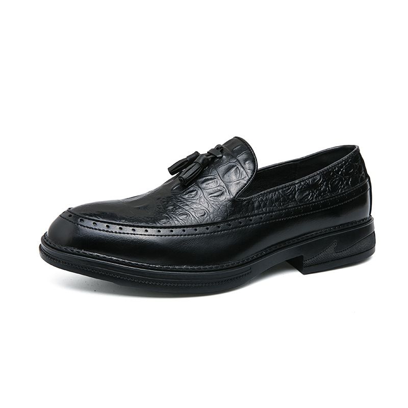 Unbeatable Quality Buine Tael Hoe, Men' Fahionable Thick Oled Crocodile Patterned Loafer, Korean Verion Office Leg Leather_voghion.com