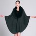 Pelzkragen Umhang Umhang große Größe Strickjacke lockerer Umhangmantel Frau_voghion.com