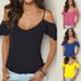 Shoulder Womens Cold Ruffle Backless Tshirt Lady Summer Casual Beach Top Blouse_voghion.com