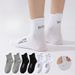 Socks Men's And Women's Same Autumn And Winter Tube Socks Black And White Bundle Sports Socks Solid Color Boat Socks High Tube Socks_voghion.com