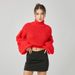 Women's clothing Y2K autumn and winter new style lazy loose turtleneck puff sleeves thickened sweater ins clothing Z222808_voghion.com