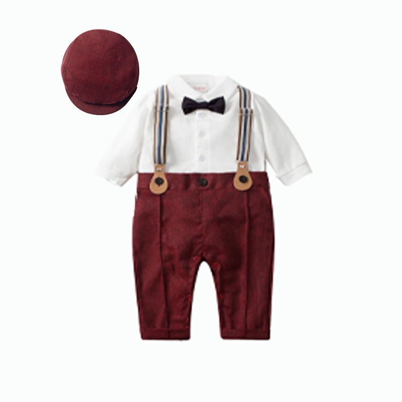 Ropa de bebé Ropa de bebé Gorro de caballero de escalada de una pieza para bebé Traje de caballero de un año para recién nacido_voghion.com