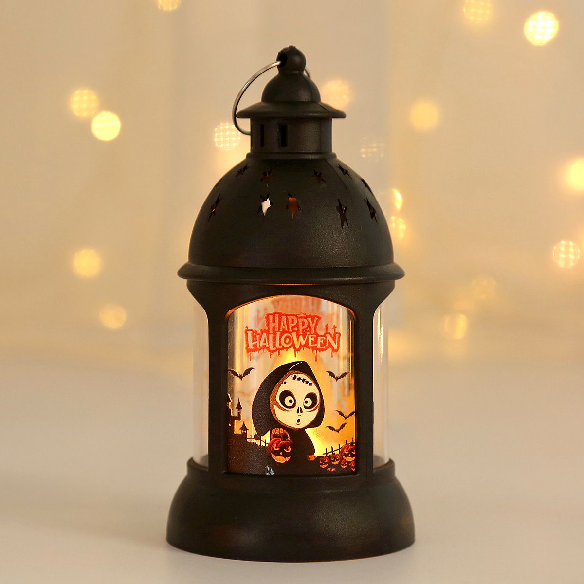 Décorations d'Halloween rétro bougie lampe à vent ornements transfrontaliers portable petite lampe à huile fantôme festival veilleuse pendentif accessoires_voghion.com