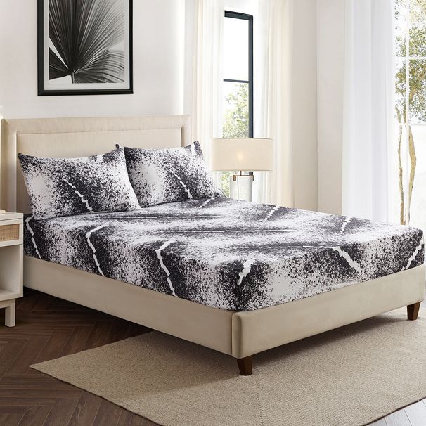 Black And White Abstract Art Mattress Cover Polyester 3D Printed Bedspread_voghion.com