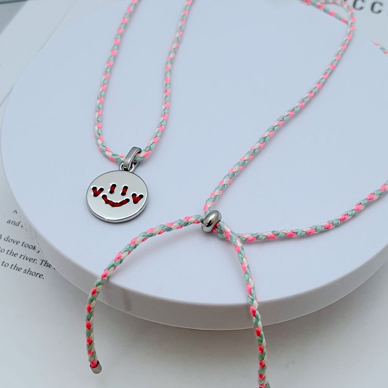 New Fashion, Light Luxury, Simple Commuting Temperament, Dopamine Braided Rope, Geometric Smiling Face, Fun Collarbone_voghion.com