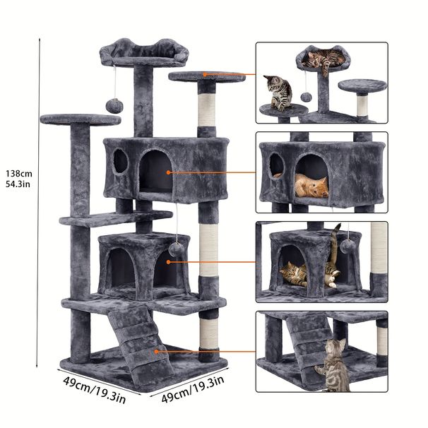 Wieża wielopoziomowa, drapak, drapak dla kotów domowych_voghion.com