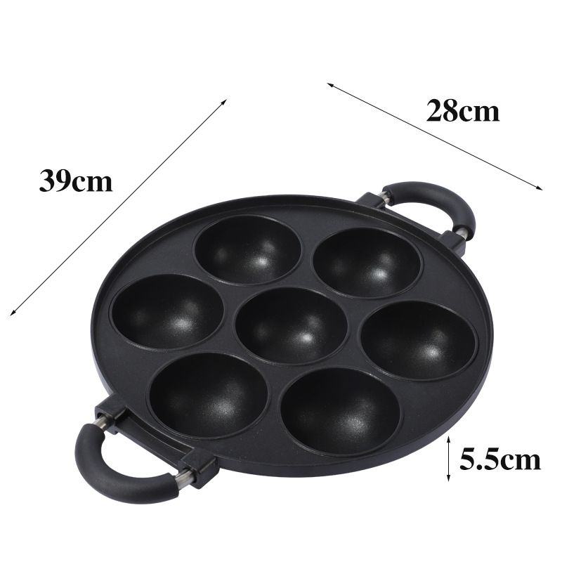 Non-Stick Octopus Takoyaki Egg Cooking Pan With Glass Lid - Deepened Aluminum Mold For Pancakes, Egg Dumplings & Burgers - 7/12/19 Hole Options_voghion.com