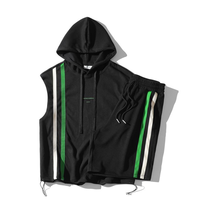 Vêtements pour hommes T-shirt sans manches d'été pour hommes et femmes, gilet ample à capuche, short de course, d'entraînement de basket-ball, vêtements de Fitness_voghion.com