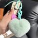 Cadena creativa de silicona con forma de corazón de piel de conejo Rex auténtica, colgante exquisito para mochila, adorno para pareja, llavero para coche_voghion.com