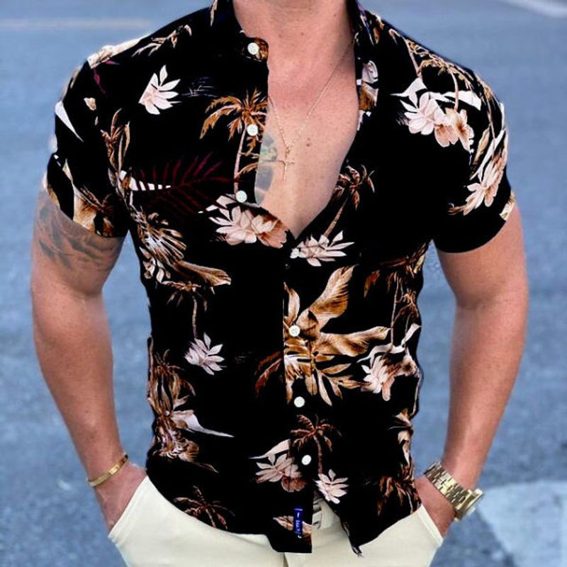Digital Print Casual Business Men's Short Sleeve Shirt Trendy Men_voghion.com