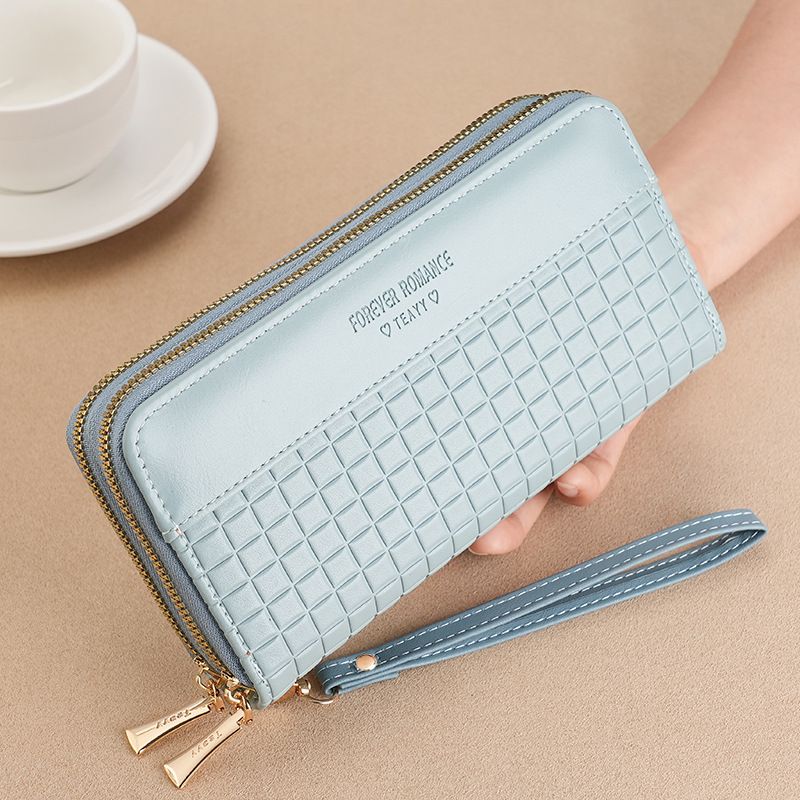 Women's Purse Small Purse Girl's Long Splicing Double Zipper Fashion Hand Bag Money Clip_voghion.com