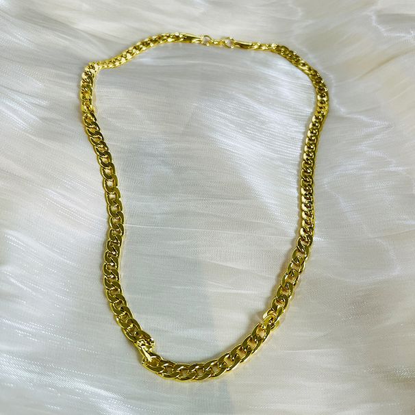 Collana con ciondolo a catena laterale NK da 6 mm placcata in oro da uomo_voghion.com