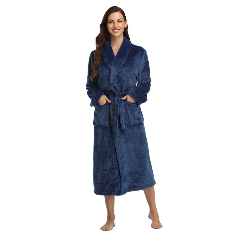 Pijamale simple, confortabile, din catifea corală pentru femei, toamnă-iarnă, îngroșate, calde, pentru casă, cămașă de noapte din flanel cu rever_voghion.com