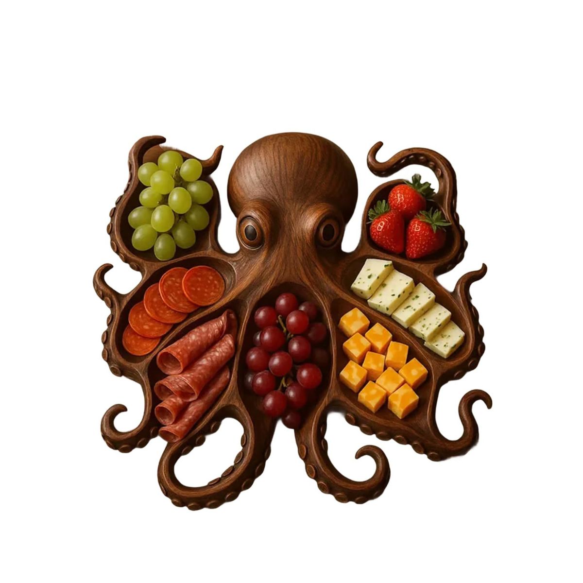Wurstbrett in Oktopusform – Hochwertige Servierplatte aus Kunststoff für Käse, Obst und Wurstwaren_voghion.com