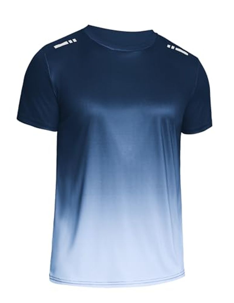 Men's Sports T-Shirts, Functional Quick-Drying, Breathable Training Short Sleeve Running Colour Gradient, Gym T-Shirt,_voghion.com