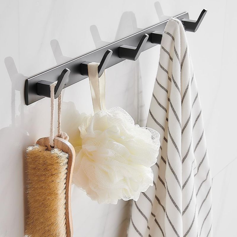 Space Aluminum Wall Hook | 5 Hooks 16KG | No-Drill | IKEA Style | Bath/Entryway_voghion.com