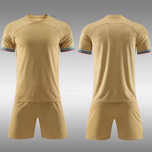 22-23 Light Plate Short Sleeved Adult Golden Football Set Team Jersey_voghion.com
