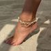 Ocean Vacation Style Starfish Fan Shell Chain Bohemian Layered Pearl Bead Ankle Decoration_voghion.com