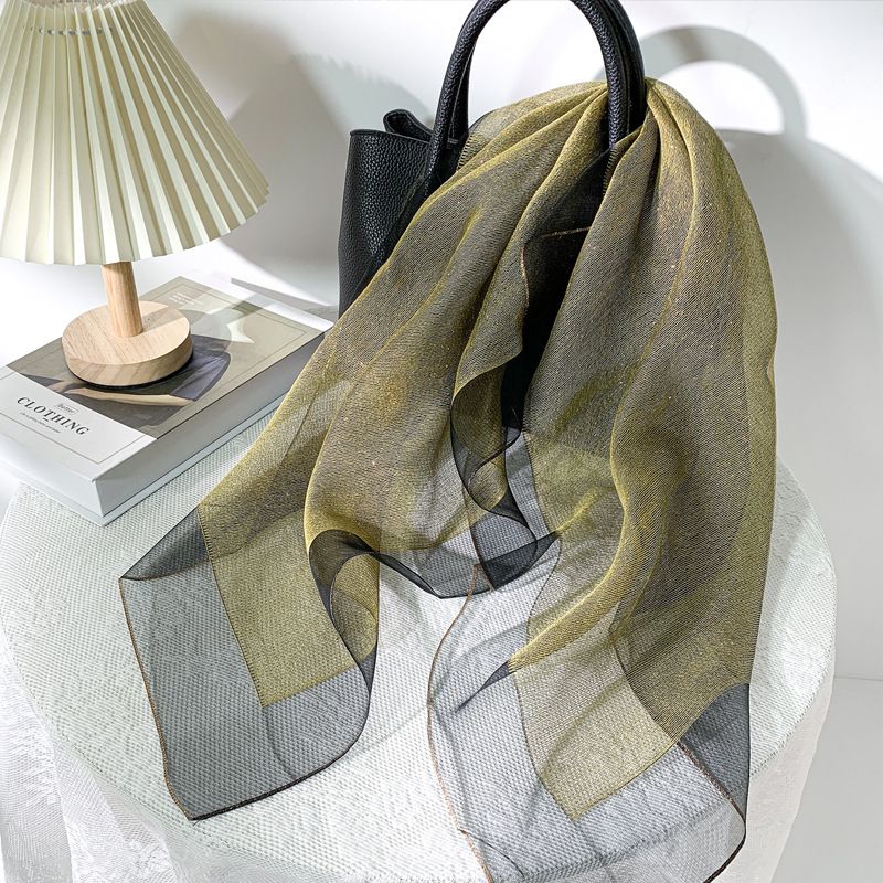 Nuova edizione coreana da donna, versatile, in seta dorata, di lusso, decorazione, moda, protezione solare, spiaggia, sciarpa quadrata, scialle_voghion.com