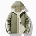 Giacca in pile reversibile da uomo con cappuccio, cappotto invernale in poliestere spesso con cerniera, capospalla caldo e leggero (nero/verde/marrone/beige/carbone)_voghion.com