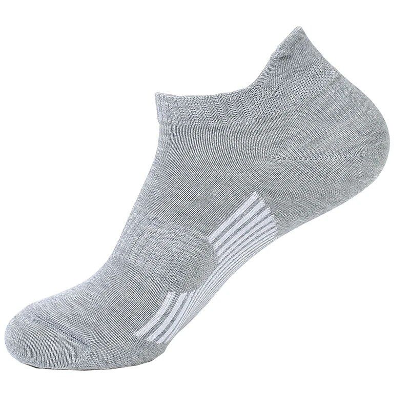Man Short Sport Invisible Socks Cotton Basketball Running Marathon Hiking Exercising Breathable Sweat-Absorbent White_voghion.com
