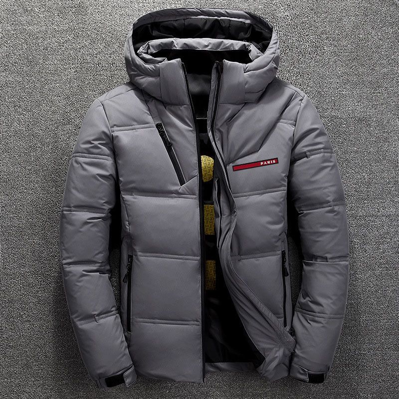 Men's Clothing Trendy Brand Letter Printed Velvet Cotton Coat Outdoor Leisure Hooded Cotton Coat_voghion.com
