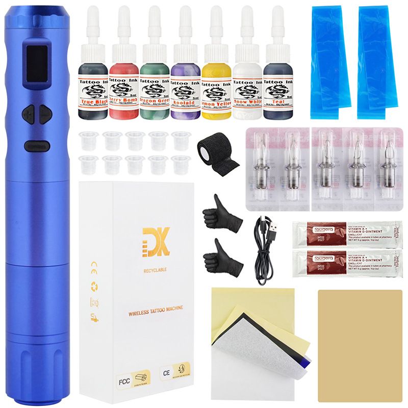 Wireless motor pen set cut line fog tattoo machine Tattoo battery pen set tattoo tools_voghion.com