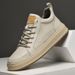 Zweilagige Rindsleder Herrenschuhe Flacher Absatz Weiche Grundplatte Schuhe Atmungsaktives Leder Freizeitschuhe Beige_voghion.com