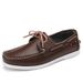 Suitable For All Seasons Spring And Autumn Breathable Sneakers For Men, Trendy Versatile Flat Leather White Sailboat Shoes, Men's Casual Shoes_voghion.com